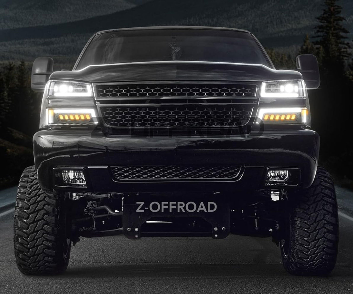3rd Gen LED Headlight Assemblies with Bulbs Compatible with 03-06 Chevy Avalanche 1500 2500/Silverado 1500(HD) 2500(HD) 3500/07 Chevy Silverado Classic DRL Turn Signal High/Low Beam Black Housing Clear Reflector-Smoke