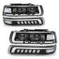 3rd Gen LED Replacement for 99'-06' Chevy Silverado Suburban Tahoe Headlight Assembly with Bumper Lights-Clear