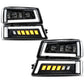 3rd Gen LED Headlights Assembly DOT Approved with DRL Turn Signal Hi/Low Sealed Beam Compatible with 03-06 Chevy Silverado Avalanche (Sequential Turn Signal + Clear Side Marker)