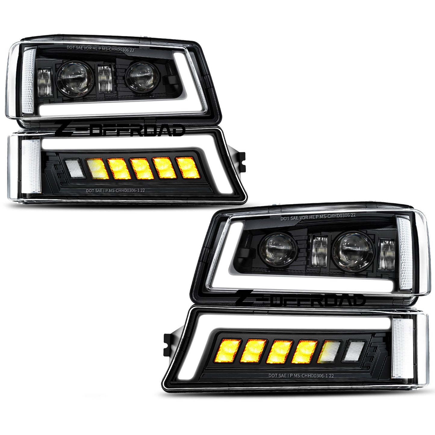 3rd Gen LED Headlights Assembly DOT Approved with DRL Turn Signal Hi/Low Sealed Beam Compatible with 03-06 Chevy Silverado Avalanche (Sequential Turn Signal + Clear Side Marker)