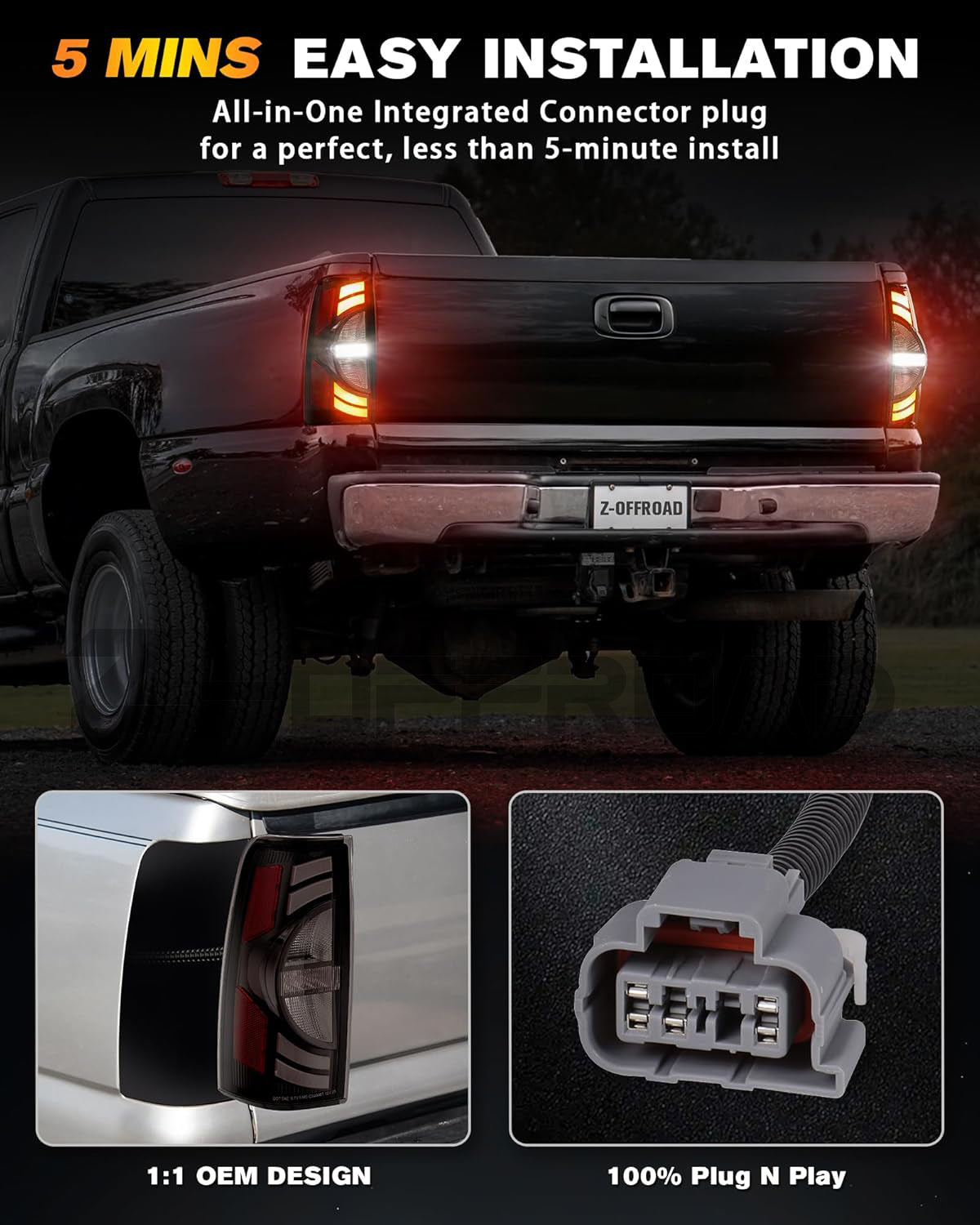 LED Tail Light Assembly Compatible with 1999 2000 2001 2002 2003 2004 2005 2006 Chevy Silverado 1999-2006 GMC Sierra 1500 2500 3500, Rear Brake Lamp Taillights Pair - Clear/Smoked Lens