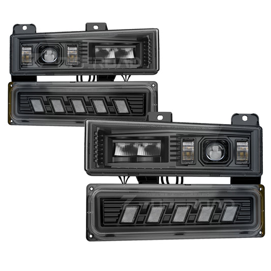 LED Headlight Assembly with Turn Signal Lamp For 1988-1998 Chevy GMC C/K 1500 2500 3500 Suburban Silverado Tahoe Yukon