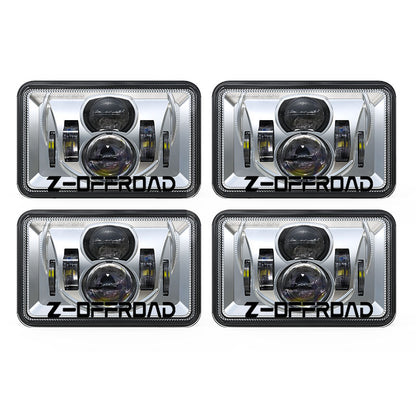 4x6 Inch LED Headlights DOT Approved Rectangular H4651 H4652 H4656 H4666 H6545 Headlight Replacement Compatible with KW Freightliner Peterbilt Oldsmobile Cutlass-4PCS